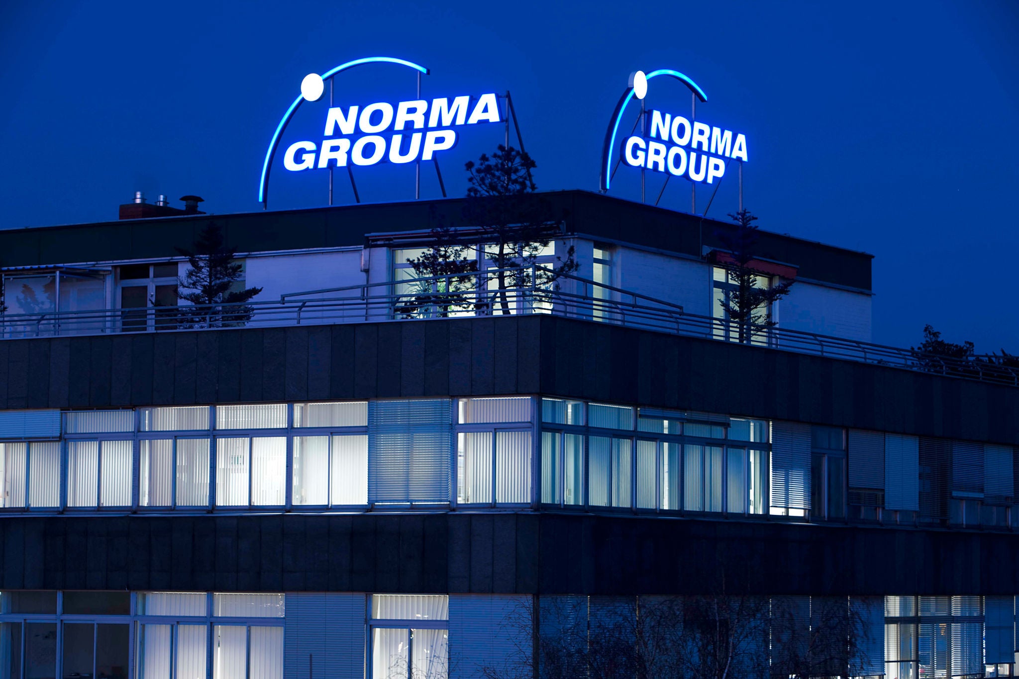 NORMA Group Headquarters in Maintal by night