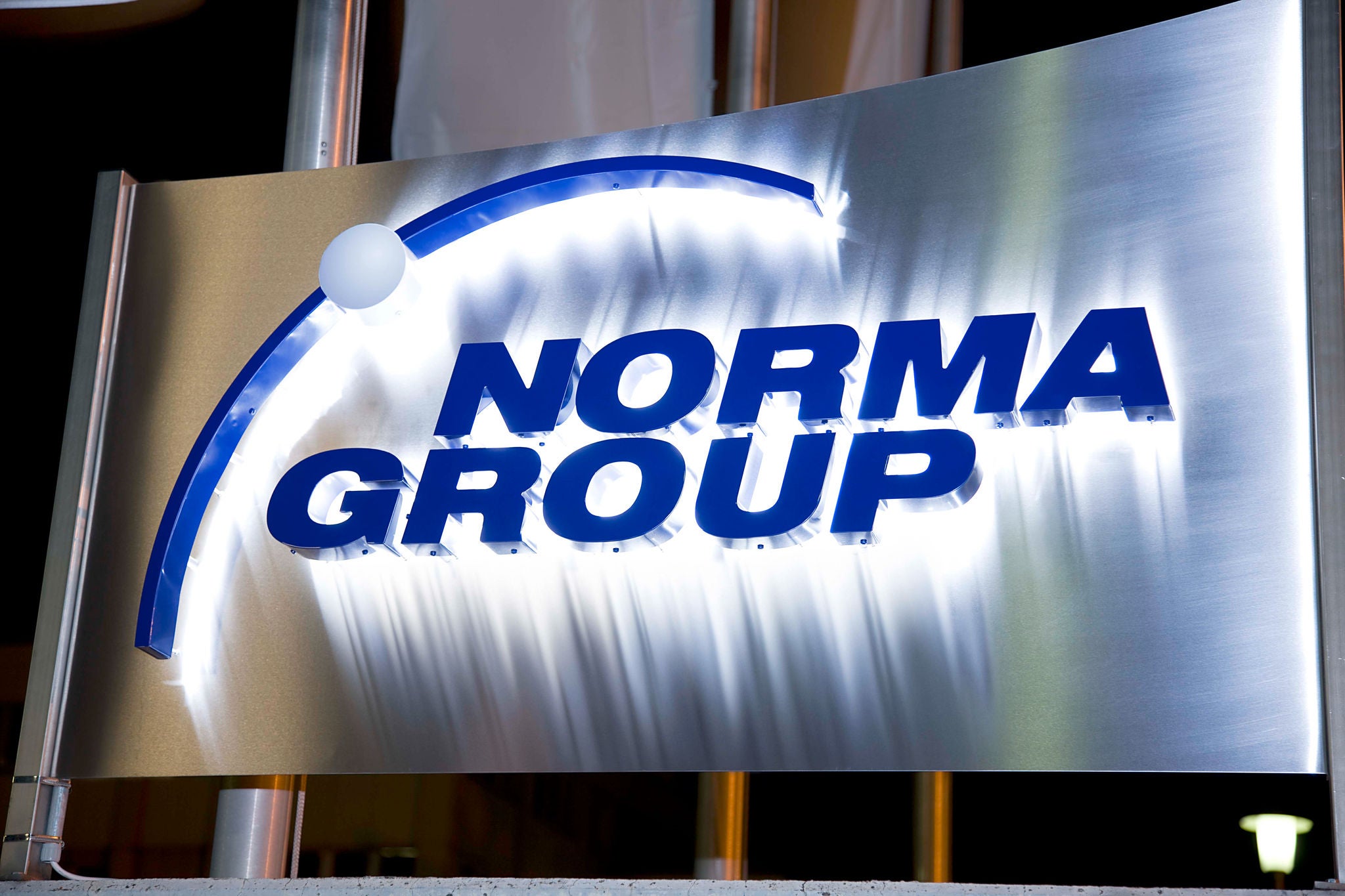 NORMA Group logotype at the headquarters entrance